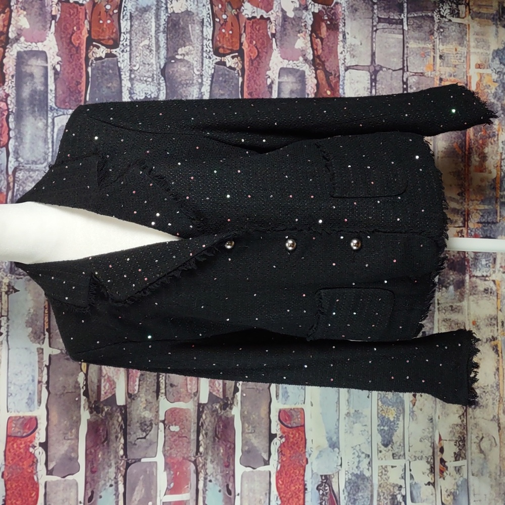 Silkland Nubby Raw Silk Jacket w/Sequin Accents